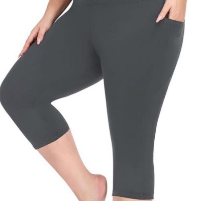 MOREFEEL Plus Size Leggings for Women W/ Pockets-Stretchy Tummy Control XL Gray