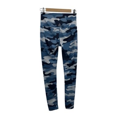 Reebok High Rise Workout Ready Camo Performance 7/8 Leggings Blue Gray Small