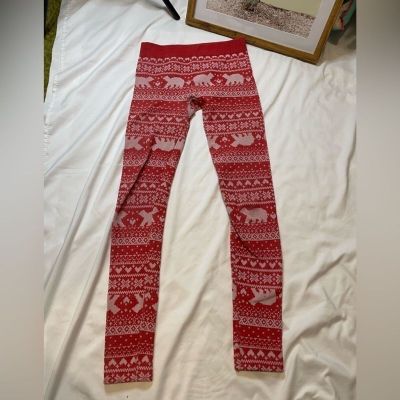 No Boundaries size small (3-5) red with polar bears fleece lined leggings