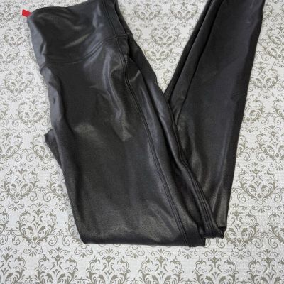 Spanx Faux Leather Leggings Women's  Medium Black Stretch Tight Ankle