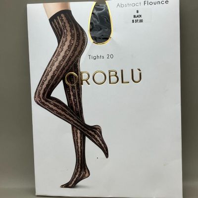 New OROBLU Abstract Flounce Tights 20 Den BLACK Size S