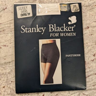 STANLEY BLACKER For Women Silken Sheer White Sz Queen NEW Control Top Pantyhose