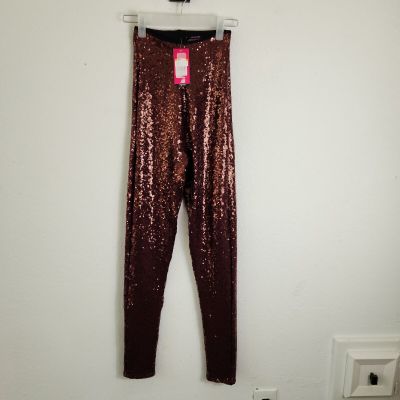 Commando Leggings Womens Small Sequin High Waist Maroon Wine NWT