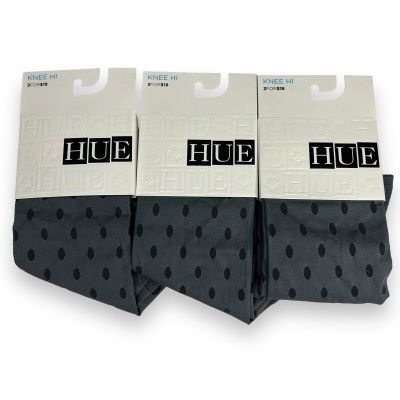 HUE 3 Pair Of Sheer Dot Opaque Knee Hi Thunder Womens One Size Fits Most New