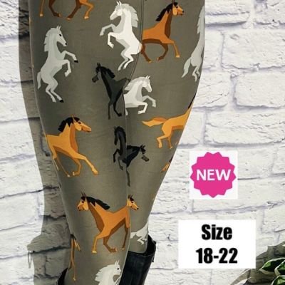 NEW Womens Size 18-22 Western Horse Farm Plus Leggings (feel soft as lularoe)