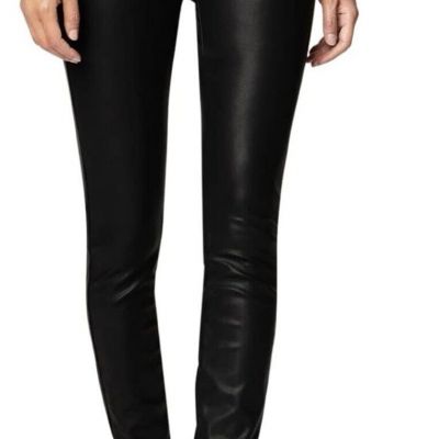 BLANKYNYC Vegan Faux Leather Pants, Comfortable Biker Style Leggings Black 28