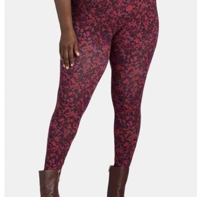 Terra and Sky Women’s Plus Shadow Petal Maroon Brick Soft Leggings 0X (14W) NWT