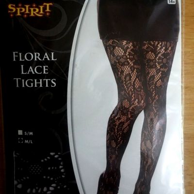 SPIRIT LADIES BLACK FLORAL LACE TIGHTS/SIZE M-L/NEW/AGES 14+