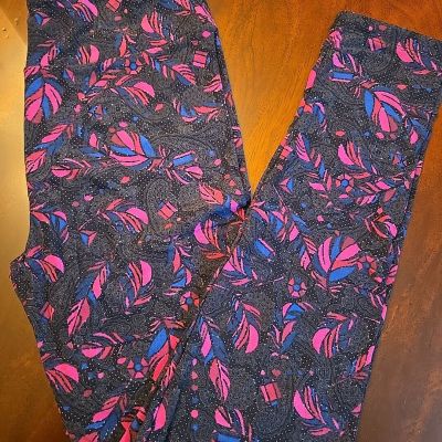 Lularoe Leggings OS, Blue Purple Pink Black Paisley Dots, NEW