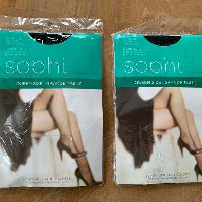 Sophi Pantyhose Day Sheer Black Reinforced Toe Queen Size NWT (2)