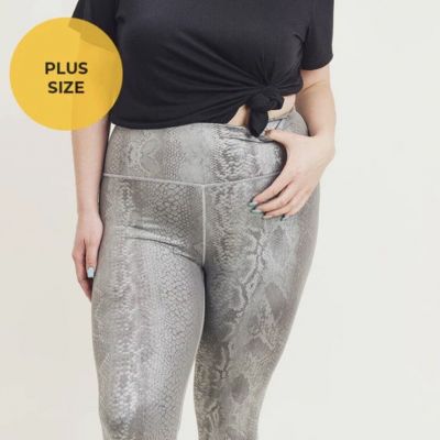 Plus Size Mono B Workout Leggings Yoga Silver Snake Print Pants Size 3XL NWOT