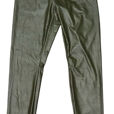 Offline by Aerie Faux Leather Leggings Soft Stretch Green Sz M Real Good