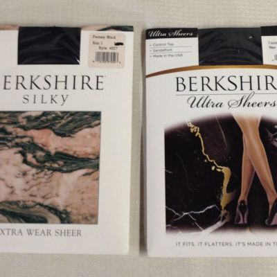 Lot of 2 - Berkshire Pantyhose - Size 1 - Control Top - Fantasy Black - NEW