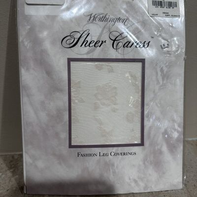 Worthington Vintage Sheer Caress Textured Pantyhose Long Lace Ivory Tights