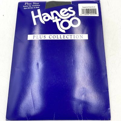 Hanes Too Plus Collection Control Top Sandalfoot Pantyhose Black Size 1Q