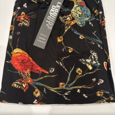 NWT Women’s Leggings Plus Size Bird Print Elastic Waist