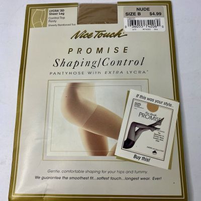 Nice Touch Promise Shaping Control Top Pantyhose Size B Nude