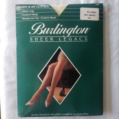 NWT VTG Burlington Sheer Legacy Pantyhose Ex Long Off White I21