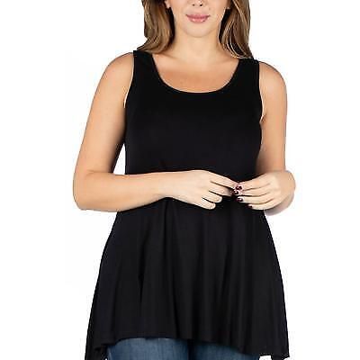 24seven Comfort Apparel Plus Size Sleeveless Tunic Tank Top - Black 2XL