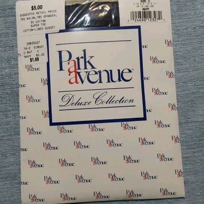 Vtg Park Avenue Pantyhose Sheer Control Top Soft Silky Legs Solid Navy Blue Sz C