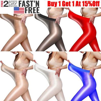 Women High Waist Oil Shiny Glossy Sheer Stockings Dance Tights Pantyhose Hosiery