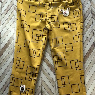 Ketan Fashion Capri Leggings With Belt Loops Gold And Black Size 38