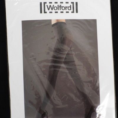 NEW Wolford SOPHIA Vertical Rib Striped Tights Hosiery MEDIUM 15009 Black Raven