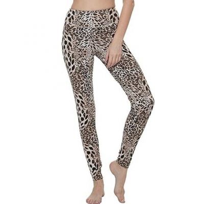 High Waisted Yoga Pants Women's Sz 14 Cotton Leggings - Cheetah Leopard