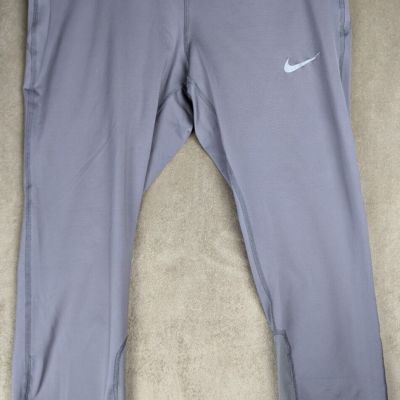 Nike Womens Dri Fit Cropped Pants Workout Running Tights 938602056 SZ L NEW Gray