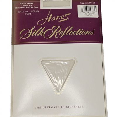 Hanes Silk Reflections Control Top Reinforced Toe Pantyhose Size AB Pearl