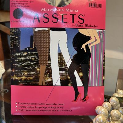 NIP Assets by Spanx Marvelous Mama Maternity Tights Opaque Stripe Black Size 4