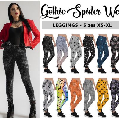 Gothic Spider Web Leggings #2 - Dark Goth Halloween Rock Star Fashion Leggings