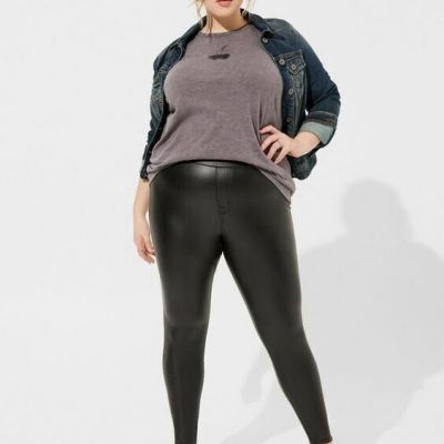 Torrid Womens Size 5X Full Length Signature Waist Pu Legging Faux Leather Black