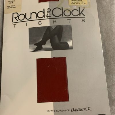 Danskin Round the Clock Tights Style 714 Brick Red Size C Vintage 1997