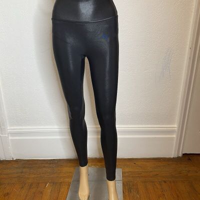 SPANX Faux Leather Leggings Women's Size L Black Compression