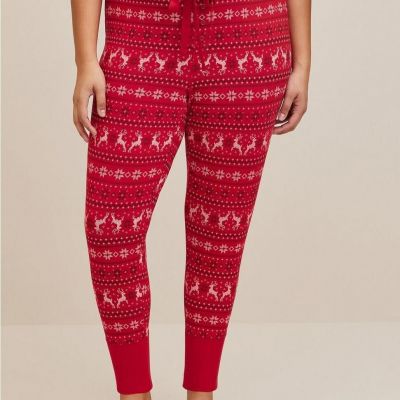 Torrid Womens Foxy Fair Isle Full Length Sleep Legging Sweatpants Red Size 2