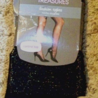 New Secret Treasures Womens Control Top Black Fashion Tights Size 3 NWT