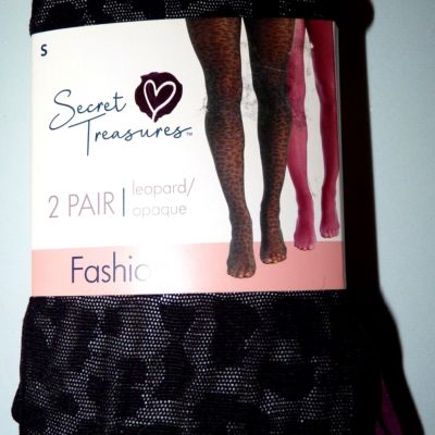 2 PAIR PACK Secret Treasures women's size SMALL high strength fabric tights NWT