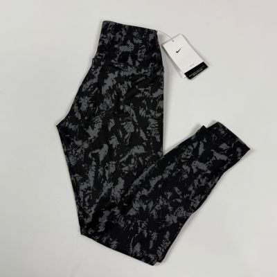 Nike One High-Waisted 7/8 Printed Leggings Women Small Black NWT FZ3229-010 Yoga