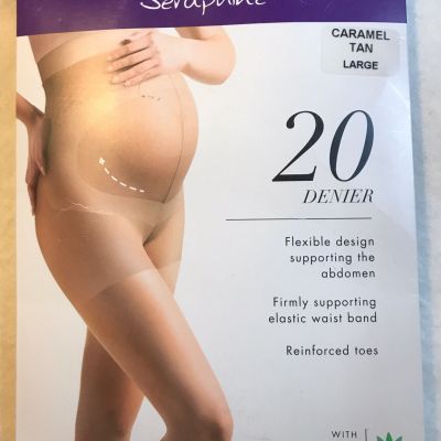 New Caramel Tan Large Denier 20 Seraphine Maternity Tights Aloe Extract