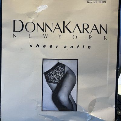 Donna Karan New York Pantyhose Control Top Lace M White Vintage Sheer Satin New