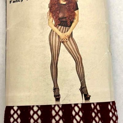 Red Burgundy Fishnet Nylon Stockings Spandex Pantyhose Tights S M L Music Legs