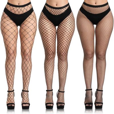 3 pcs black fishnet stockings for women fishnet tights plus size one size fit...