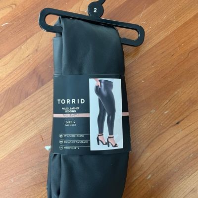 Torrid Size 2 Full Length Faux Leather Leggings With Pockets NIP