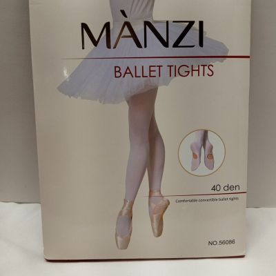 *NEW*Manzi 40 Den Womens Ballet Tights Convertible Size 6/XXL White