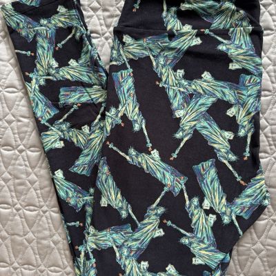 Lularoe Statue of Liberty Leggings Womens TC Blue Green Ladies