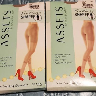 2 Assets by SPANX, Sara Blakely Footless Shaper Capri-Length Tights, Nude, Sz 3