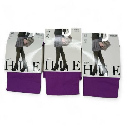 Hue Womens Opaque Tights Size 1 Dahlia Purple 3 Pairs 40 denier NWT