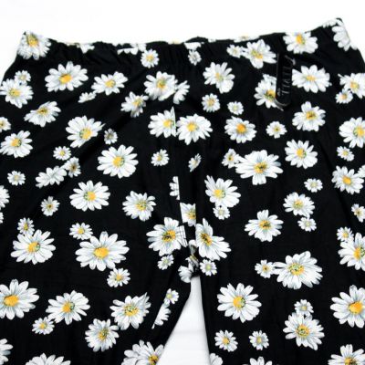 Eevee Women's Plus Elastic Waist Daisy Print Leggings EJ2 Black/Multi Size 3X-5X