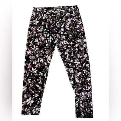 Purple Floral No Boundaries Yoga Pants-size 3X